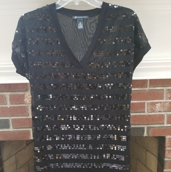 INC International Concepts Tops - NWOT I.N.C Sequin Short Sleeve Tunic, Size XS